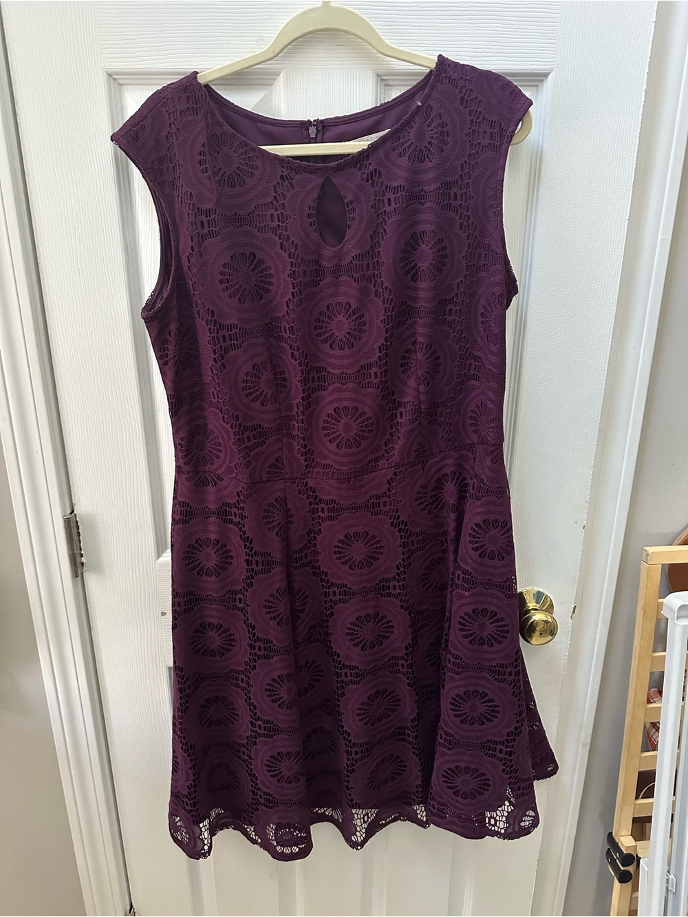 London Times Plum Lace Midi Dress